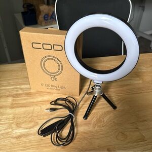 Codi - 6" LED Ring Light W/ Small Tripod Stand Warm, Blue and Neutral Light NEW